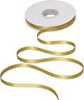 YAMA Gold Double Faced Satin Ribbon 3/8 Inch 25 Yards, Thin Gold Christmas Ribbon for Christmas Tree Gift Wrapping Crafts Party Decoration