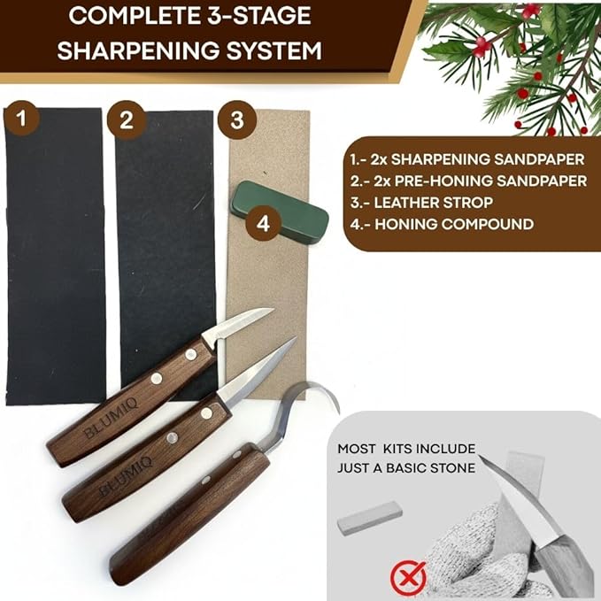 Wood Carving Kit for Beginners | Complete 18-Piece Wood Carving Knife Set | Online Video Training | Travel Ready Roll Bag | Strong Rivet Assembly | Sharpening Accessories | Whittle kit for Beginners