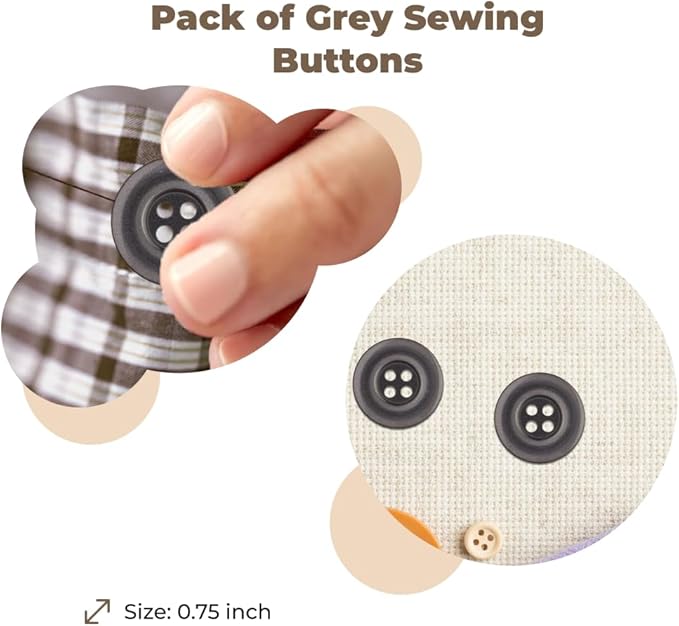 100 Pcs Grey Sewing Buttons 0.75 inch Uniform Buttons 4 Hole 30L Round Plastic 19mm Sew on Bulk Ideal for Pants Coats Dress Shirt Skirt Suit Uniform Shorts Decorative Craft DIY Arts Projects