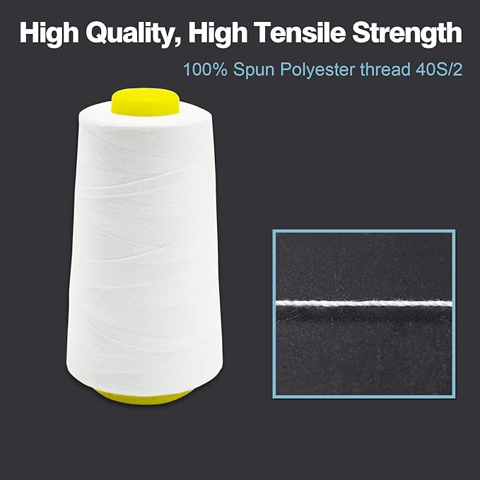Blue Serger Thread, All-Purpose Thread for Sewing, Polyester, 4 Cones of 3000 Yards Each Spool for Sewing Machine