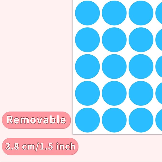1.5" Round Colored Removable Stickers Labels - Blue,Pack of 500