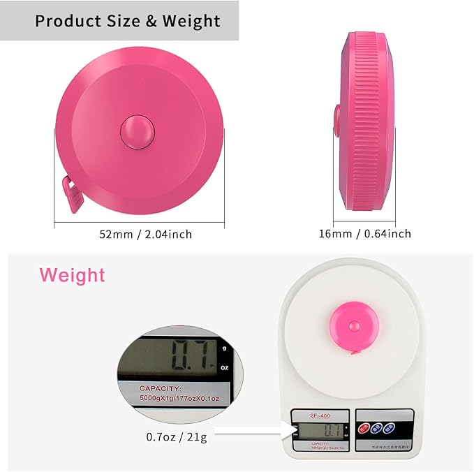 DiCUNO 60-Inch 1.5 Meter Soft and Retractable Tape Body Tailor Sewing Craft Cloth Dieting Measuring Tape (3 Pcs of Pink with Soft Tape)