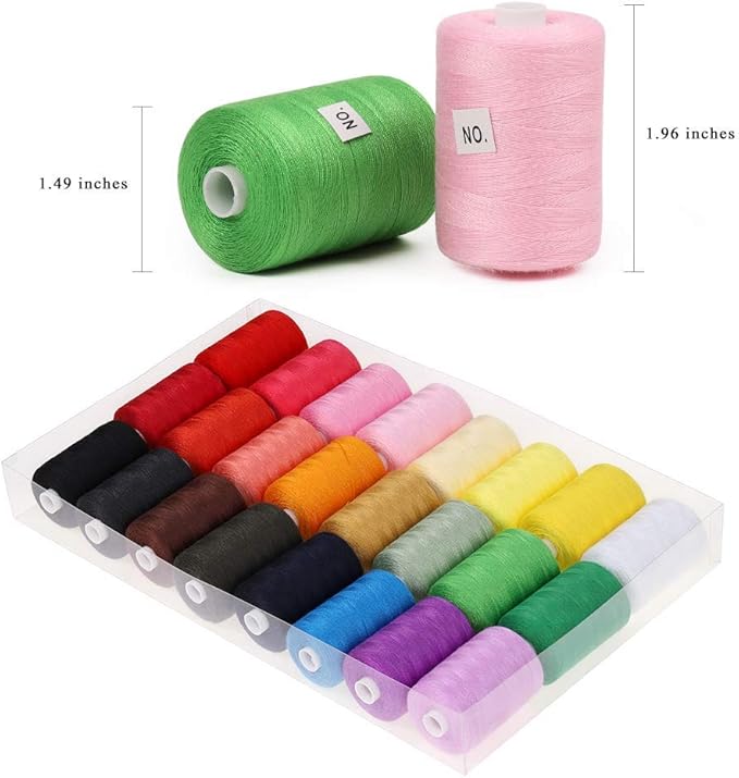 NEX 24 Pcs Sewing Thread Kit, 1000 Yards Each Spool Thread, 24 Colors Assortment Polyester Thread for Sewing Machine, Hand Stitching & Quilting