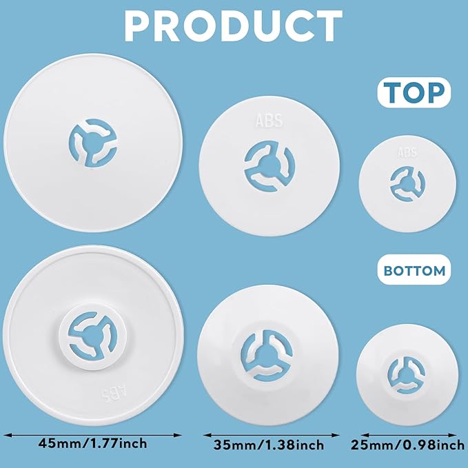 Riceshoot 15 Pcs Spool Cap Sewing Machine Pin Cap Small Medium Large Replacement Spool Cover White Sewing Replacement Parts Accessories 45 Mm, 35 mm and 25 mm