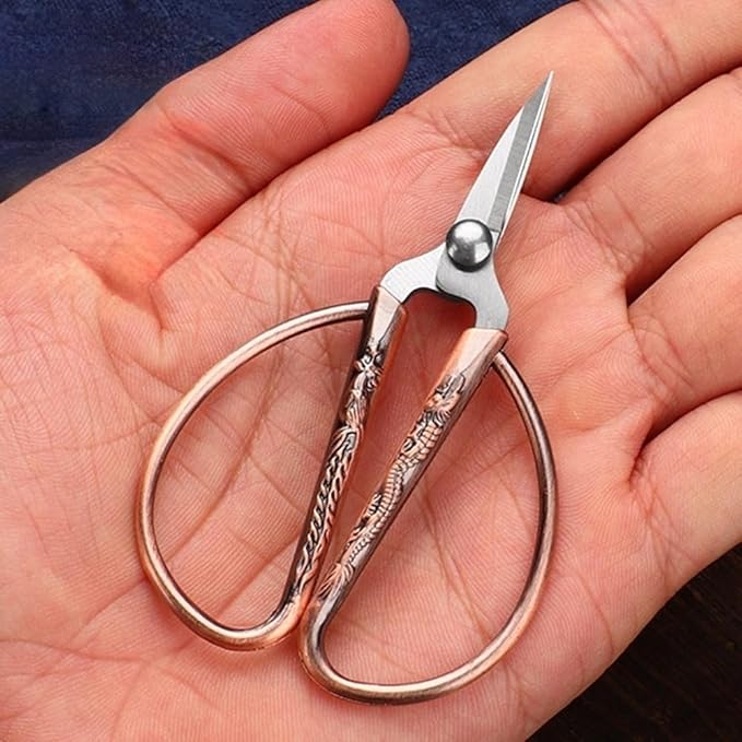 3.3-inch Small Sewing Embroidery Scissors, Stainless Steel Little Scissors Sharp Tip Detail Shears for Sewing Crafting, Art Work, Cross Stitch Cutting, Handcraft, Needlework DIY Tools Bronze