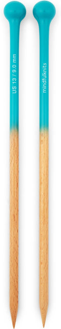 mindfulknits Premium Straight Single Pointed Beech Wood Knitting Needles – Size US 13, 9mm – 35cm Length – Knitting Supplies for Relaxation & Stress Relief (US 13, 9mm)