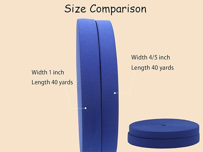Royal Blue Knit Elastic Band for Sewing 40 Yards 3/4 inch-20mm Flat Heavy Stretchy Elastic Straps Elastic Band Spool for DIY Craft-Bedspread-Clothing-Pants Waistband-Wigs-Skirts- DIY Projects