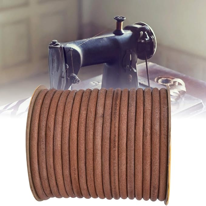 Sewing Machine Belt, 20m / 65.62ft Leather Belt Sewing Machine Cowhide Treadle Parts Replacement Sewing Machine Accessories Parts(6mm)