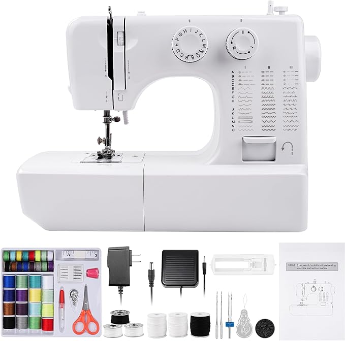 Mini Sewing Machine for Beginners Kids, Portable Sewing Machine with 45 Built-In Stitches and High Speed, Double Needle with 42PCS Sewing Kit Us Plug (110v), Christmas Sewing Gifts for Women