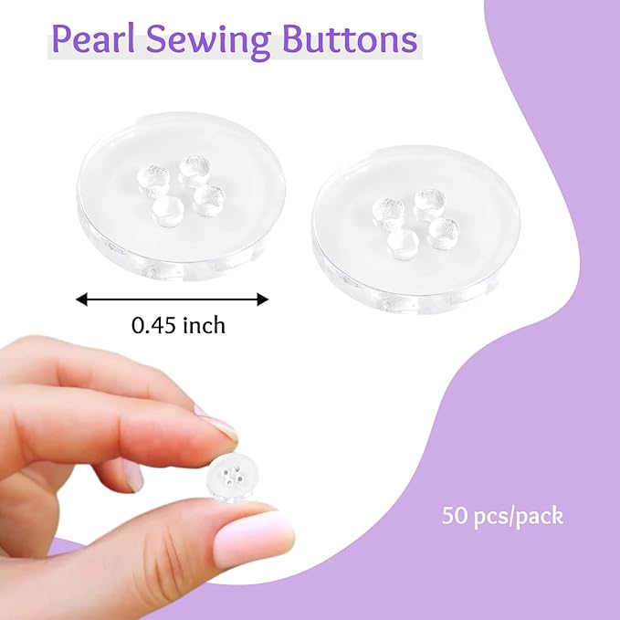 100 Pcs Clear Buttons for Sewing 0.45" (11 mm) 4 Hole 18L Transparent Round Plastic Button Bulk Sewing Crafts Replacement Buttons for Shirt Dress Pants Skirt Shorts Replacement Decorative DIY Arts