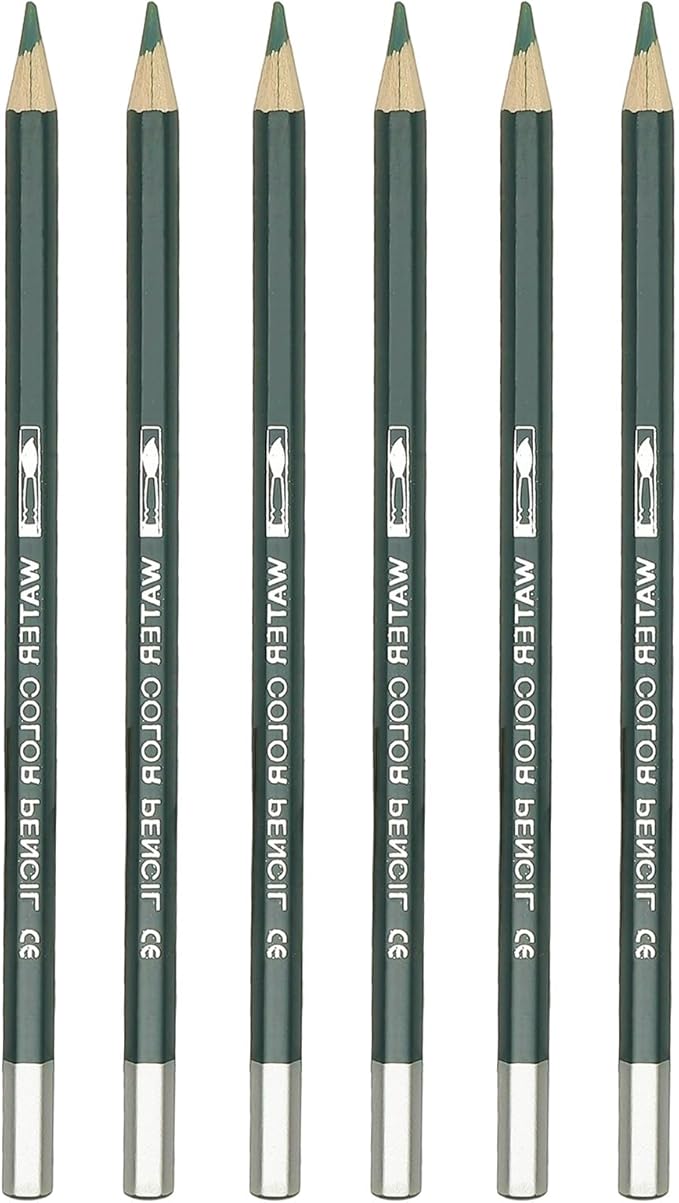 PATIKIL Watercolor Pencil, 6Pcs Water Soluble Pencils for Blending, Coloring, Sketch Drawing, Painting, Dark Green