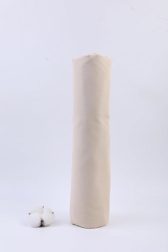Ivory Cotton Fabric for Sewing 59 Inch Wide Natural 100% Cotton Poplin Fabric by The Yard Soft Embroidery Cotton Material Apparel Cloth (Ivory, 2 Yard)