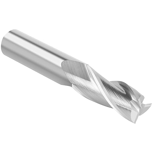 Upcut Spiral Router Bit 3-Flute with 1/2” Shank, 1/2” Cutting Diameter, 1-1/4” Cutting Length, Carbide CNC Router Bits End Mill for Wood Mortises Carving Engraving (3 inch Total Length)