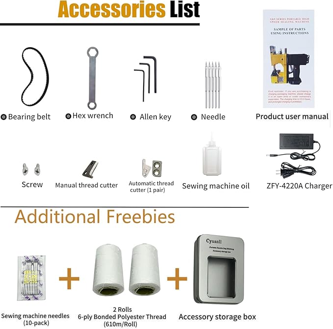 Mini Bag Closing Machine-Electric Portable Bag Sewing Machine 2s/bag,Bag Closer Automatic Woven Bag Sewer Packing Machine for Burlap PP Woven Kraft Paper Bag Feed Sacks Rice Bags Jute Bags Seed Bags