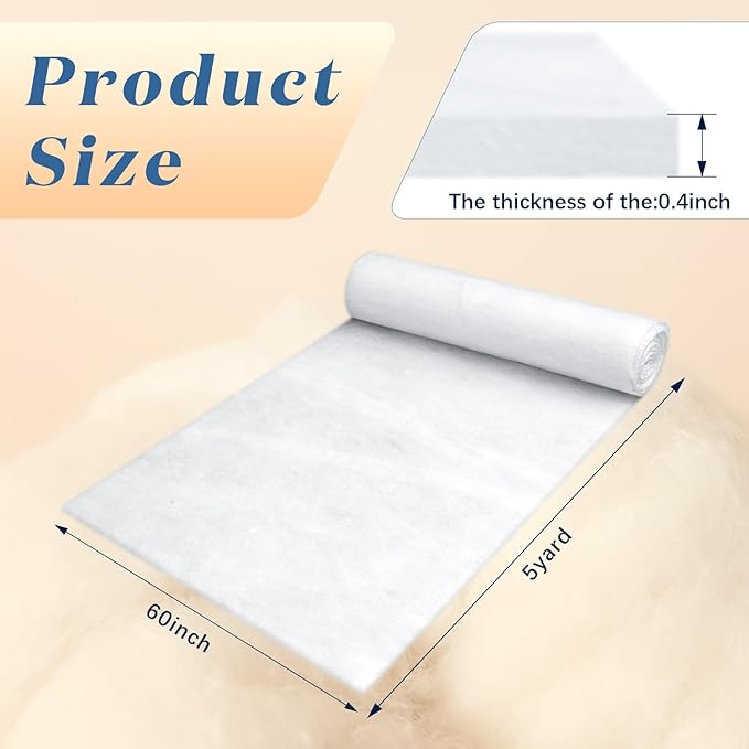Peryiter 2 Roll Upholstery Quilt Batting 60 Inch X 5 Yard X 0.4 Inch Polyester Batting Multipurpose Fiberfill Stuffing Fabric for Cushion Pillows Bedspreads Interior Decoration Crafts