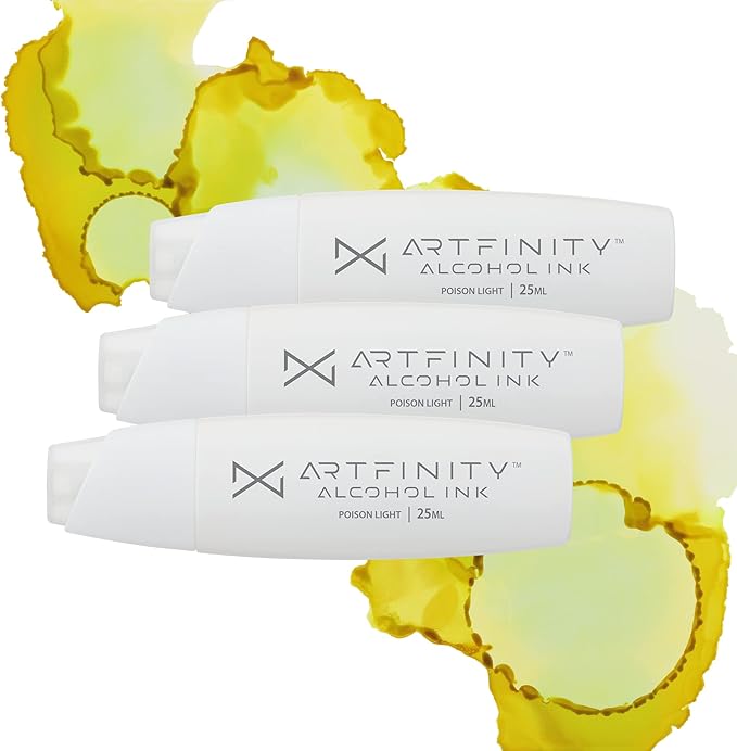 Alcohol Inks 3 Pack - Vibrant, Professional, Dye-Based Alcohol Inks for Artfinity Alcohol Markers, Artists, Drawing, & More! - Poison Light YG3-3