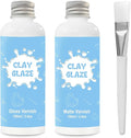 EIGTWEN 2 x 100ml Air Dry Clay Glaze, Gloss & Matte Finish, Prevents Cracking, Scratches, Watertight & Fireproof, Compatible with Clay, Plaster, Metal, Wood, Jewelry & More