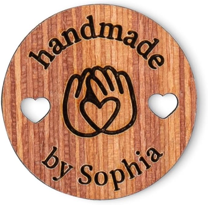callie Personalized Wooden Button, Custom Sewing Labels for Handmade Items with Name, Gifts for Mom Grandma Knitting Crafts Crocheting Lovers, 10Pcs - 200Pcs