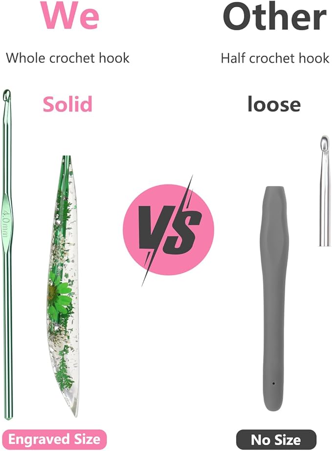 Katech 3mm Crochet Hooks with Floral Pattern-Elegant &Unique Crochet Needles-Longer Smooth Glide Crocheting Hook for Arthritic Hands, Beginners & Professional Ideal Crochet Gift(D)