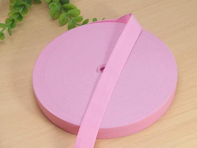 Pink Knit Elastic Band for Sewing 40 Yards 1 inch-25mm Flat Heavy Stretchy Elastic Straps Elastic Band Spool Band for DIY Craft-Bedspread-Clothing-Pants Waistband-Wigs-Skirts- DIY Projects