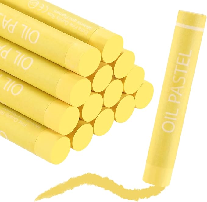 MECCANIXITY Soft Oil Pastels, Oil Pastel Crayons Vibrant Color Blendable Art Supplies for Painting Drawing Blending Painting Artists Beginners Professional(Lemon Yellow, Pack of 16)