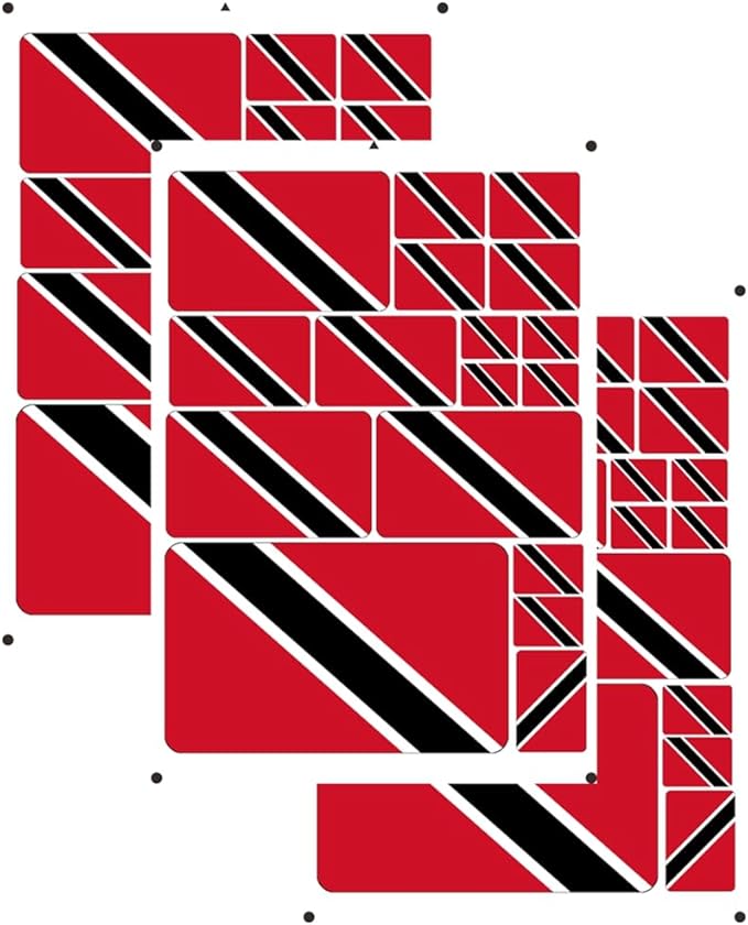 vmcoatdu Trinidad and Tobago Flag Laser Printing Sticker 3 Pcs Decal in Multiple Sizes Stickers (Red Trinidad and Tobago)