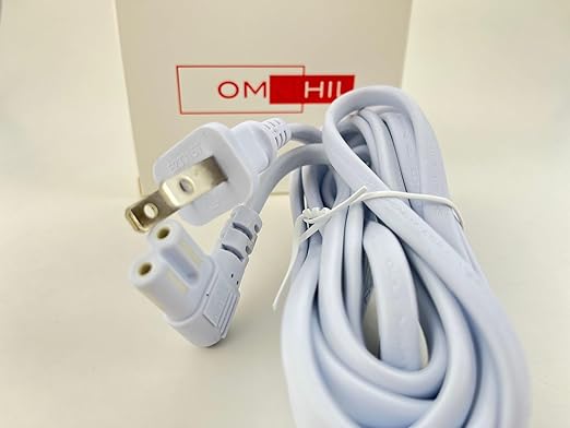 OMNIHIL [UL Listed] Extra Long White 10FT L-Shaped C7 Power Cord Replacement for Pfaff Creative 1475 CD Sewing Machine