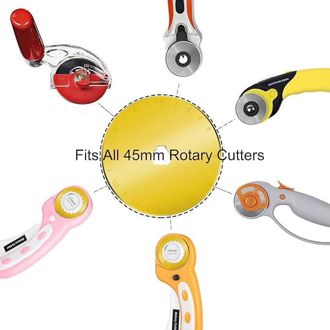 45mm Rotary Cutter Blades 10-Pack Replacement Blades Fits Fiskars, OLFA for Quilting Scrapbooking Sewing Arts & Crafts Sharp and Durable Cutter Blade