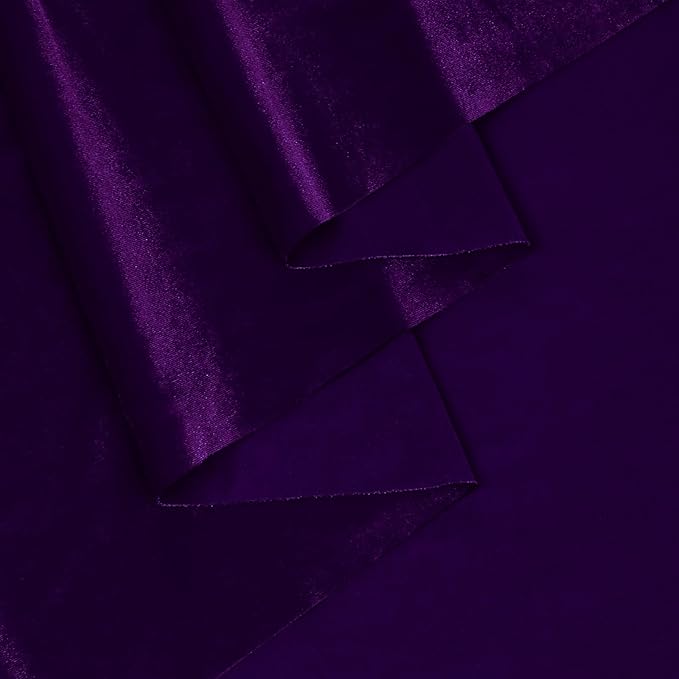 KKJIAF Dark Purple Stretch Velvet Fabric 60 Inch Wide, 5 Yard Soft Stretchy Fabric for Sewing Clothes, Apparel, Costume, Crafts - 90% Polyester 10% Spandex