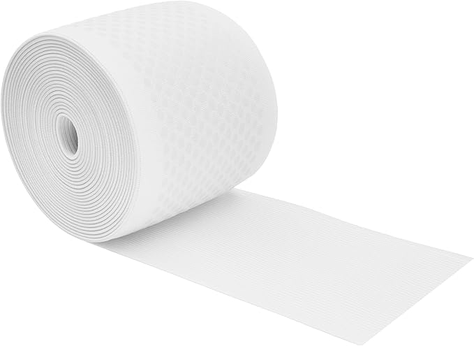 Mandala Crafts 3 Inch Elastic Silicone Gripper Tape for Clothing - 5 Yds Dotted Non Slip Elastic Band for Sewing - White Silicone Flat Fabric Stretchy Ribbon Straps