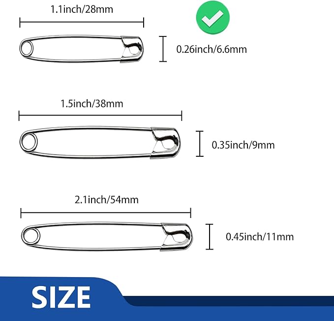 ZIPCCI 1000 Pcs 1.1 inch Nickel Plated Mini Safety Pins