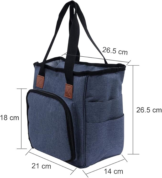 SumDirect Yarn Bag, Knitting Organizer Tote Bag Portable Storage Bag for Yarns, Carrying Projects, Knitting Needles, Crochet Hooks, Manuals and Other Accessories (Blue)