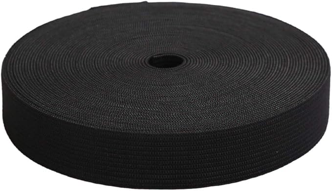 MYUREN 1 Inch by 20 Yard Black Heavy Stretch High Elasticity Elastic Spool Knit Elastic Bands for Sewing