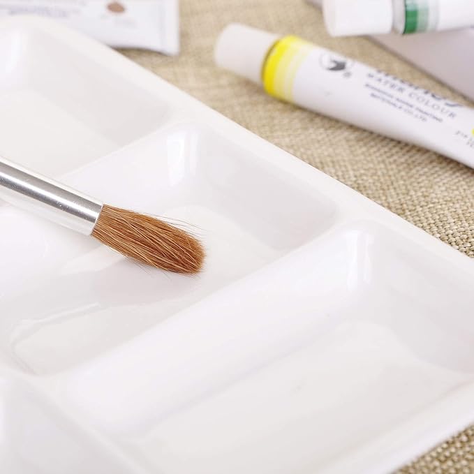 VanEnjoy White Square Ceramic Artist Paint Palette,Porcelain Watercolor Palette,Ceramic Mixing Tray for Watercolor Gouache Painting