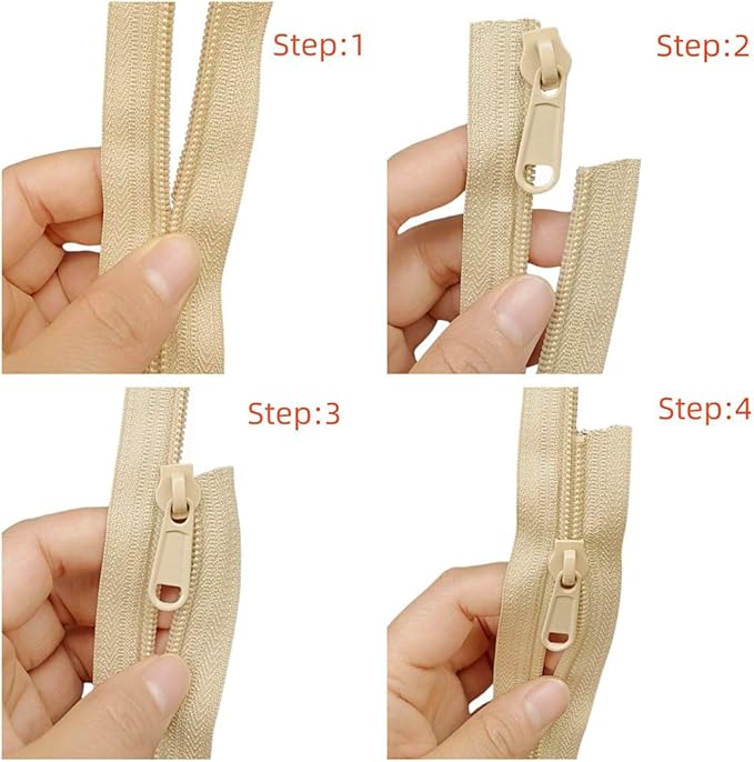 MebuZip #3 Nylon Coil Zippers by The Yard Bulk Zipper Roll Zipper Tape 10 Yards with 25pcs Pulls for Sewing Tailor DIY Craft Bags Pillows (Beige 10Yards)