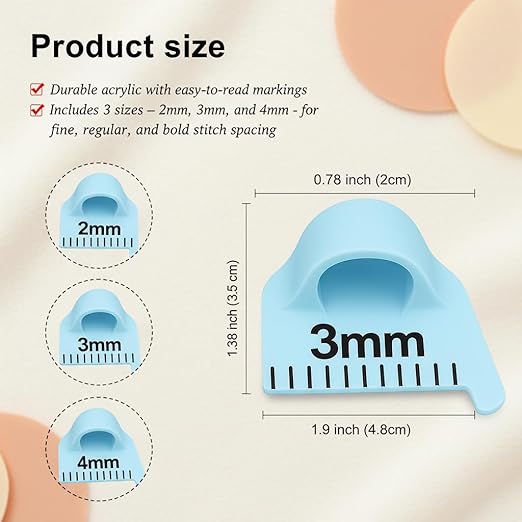 Edge Stitch Lock and Sewing Gauge-Sewing Gauge-Edge Sewing Lockranding Tool-Needle Gauge Quilting Ruler for Straight & Curved Seams for Beginners,Professional Sewers - 2/3/4 Mm, 3 Pcs,Plastic (Blue)