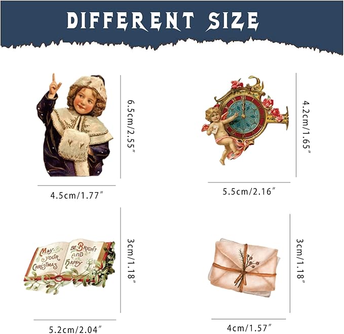 100 Pcs Christmas Stickers Non-Repeating Retro Santa Claus Stickers Christmas Decoration,Waterproof Holiday Sticker for Scrapbook,Cards,Junk Journals, Laptop,Water Bottles (Santa 100 Pcs)