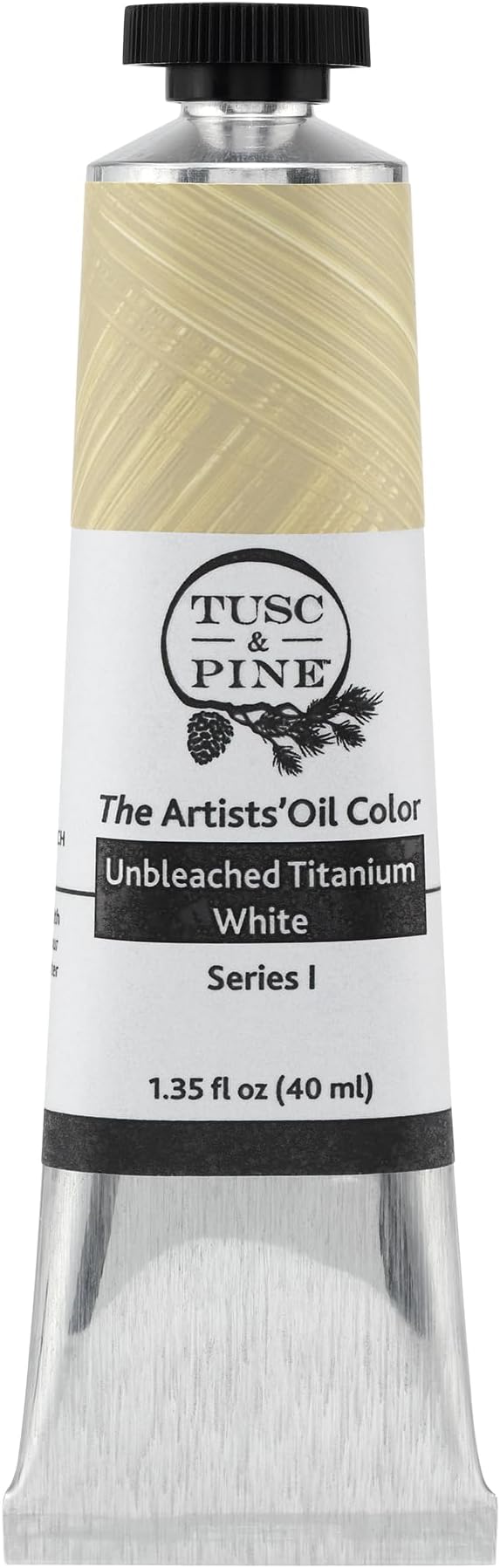 Tusc & Pine Artist Oil Paint - Unbleached Titanium White, 40 ml, Non-Yellowing, Rich & Creamy Consistency, Maximum Pigment Load, Small Batch Milled Oil Paints Made in the USA for Professional Artists