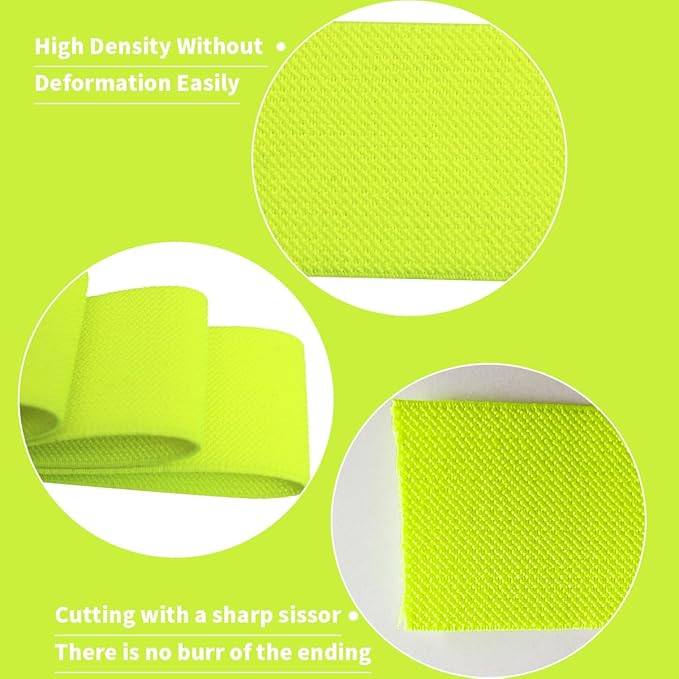 JESEP 1.5 Inch 10 Yards Double-Side Twill Woven Elastic Heavy Stretch High Elasticity for Sewing Pants Waistband, Wigs, Skirts, Craft DIY Projects (Neon Yellow 300)