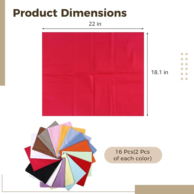 32pcs Cotton Fabric Bundle, Solid Color Quilting Assortment, 18x22 inch Precut Fabric, Craft Sewing Material, DIY Project Supplies for Patchwork
