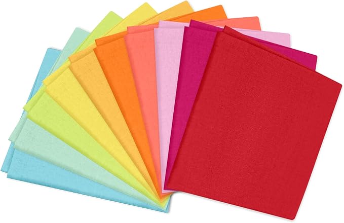 18 * 21inch Cotton Fabric Premium,11 Options Solids, 10PCS Solid Precut Fabric Pure Quilting Fat Quarter Bundles Patchwork for Sewing DIY Craft (Colorful)