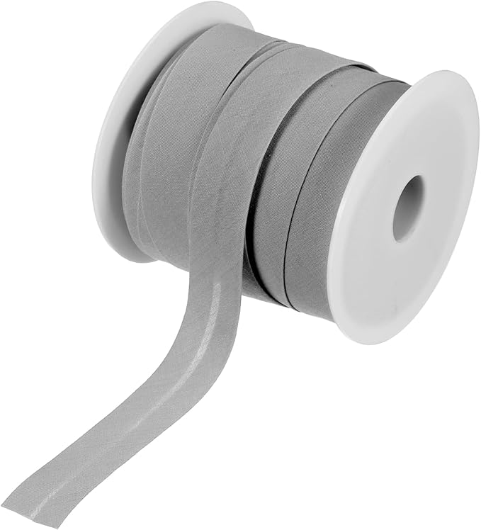 MECCANIXITY 3/4 Inch Single Fold Bias Tape Polyester Continuous Bulk Bias Tape Roll for Sewing, Seaming Quilting Hemming Binding Crafts (Gray 25 Yards)