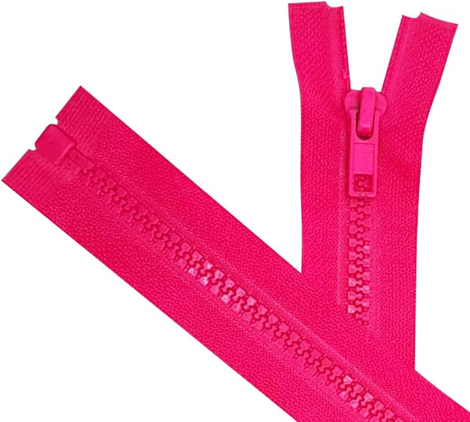 ANPURZII 2PCS #5 10 Inch Magenta Separating Jacket Zippers for Sewing Coats, Molded Plastic Bulk Zippers(Magenta 10" 2PCS)