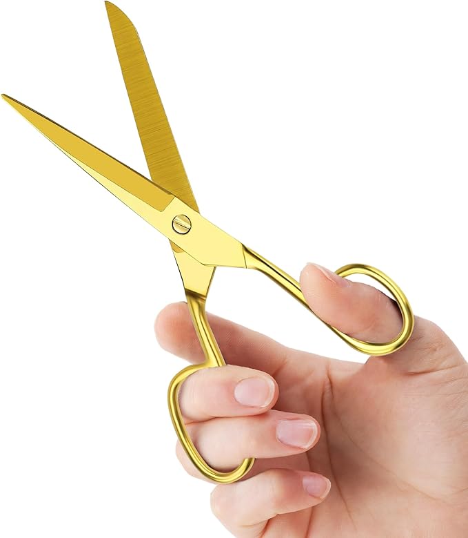 Gold Scissors for Office Multipurpose Stylish: 7 inch - Comfort Grip - Stainless Steel - Scissors with Home - School - for Cutting Paper - Open Envelopes - Cut Tape (Gold Scissors for Office)
