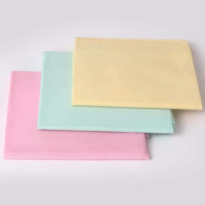 3 Pieces 18 x 21 Inches Cotton Fabric Precut Quilting Fabric Bundles Solid Colors Layer Cakes Quilt Material for DIY Craft Sewing Embroidery (YellowPinkGreen)
