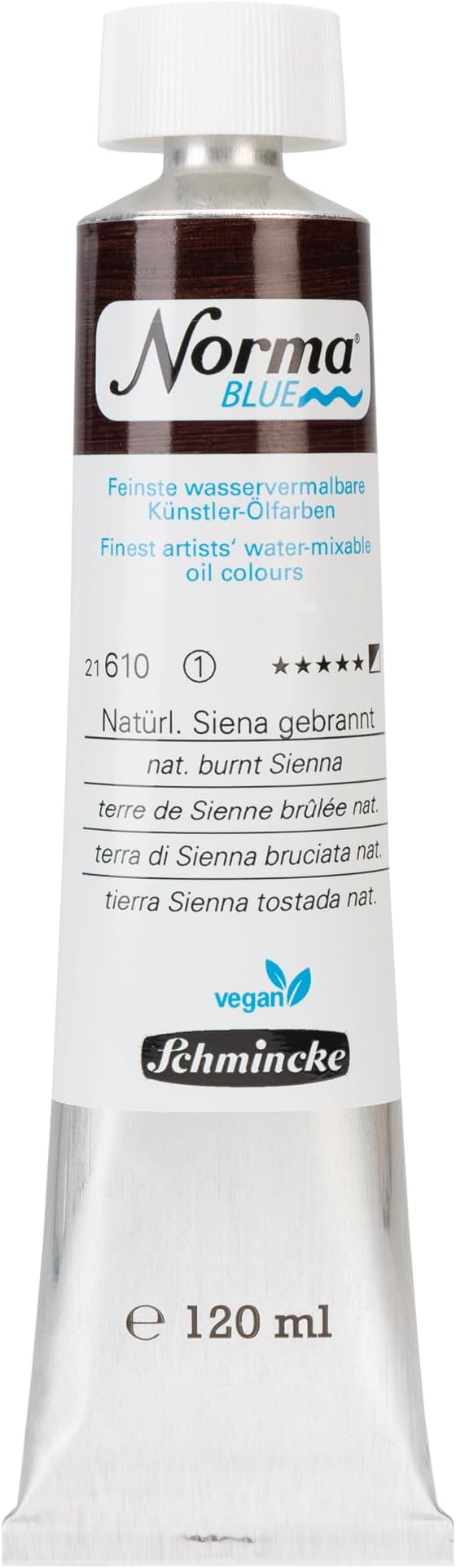 Schmincke - NORMA® Blue, 21610012, finest water-based artist oil paints, highly pigmented, lightfast, vegan, natural sienna burnt, 120 ml