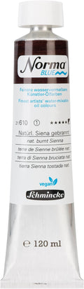 Schmincke - NORMA® Blue, 21610012, finest water-based artist oil paints, highly pigmented, lightfast, vegan, natural sienna burnt, 120 ml