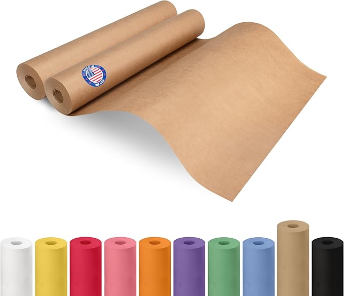 18" x 1200" (100 ft) Brown Kraft Paper Roll, Pack of 2 - USA-Made Quality Craft Paper for Gift Wrapping, Kids' Arts & Crafts, School Projects - 100% Recycled, 50 lb Natural Material by IDL Packaging