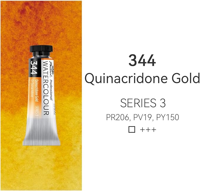 PHOENIX Professional Watercolor Paint Single Tube - 0.47 Fl Oz / 14ml - Quinacridone Gold