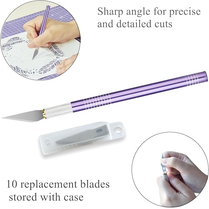 Headley Tools 39 Pcs Rotary Cutter Set - Quilting Kit incl. 45mm Fabric Cutter with 5 Extra Blades, A4 Cutting Mat, 2 Craft Knife Set, Sewing Clips, Ideal for Crafting, Sewing, Patchworking Purple